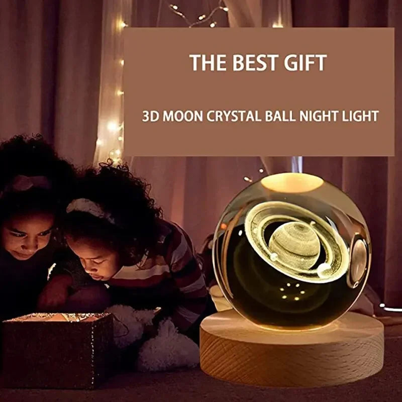 Luz LED nocturna Vía Láctea Sistema Solar bola de cristal lámpara de noche para niños luz ambiental para dormitorio regalo creativo luz nocturna