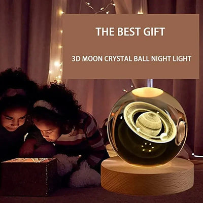 Luz LED nocturna Vía Láctea Sistema Solar bola de cristal lámpara de noche para niños luz ambiental para dormitorio regalo creativo luz nocturna