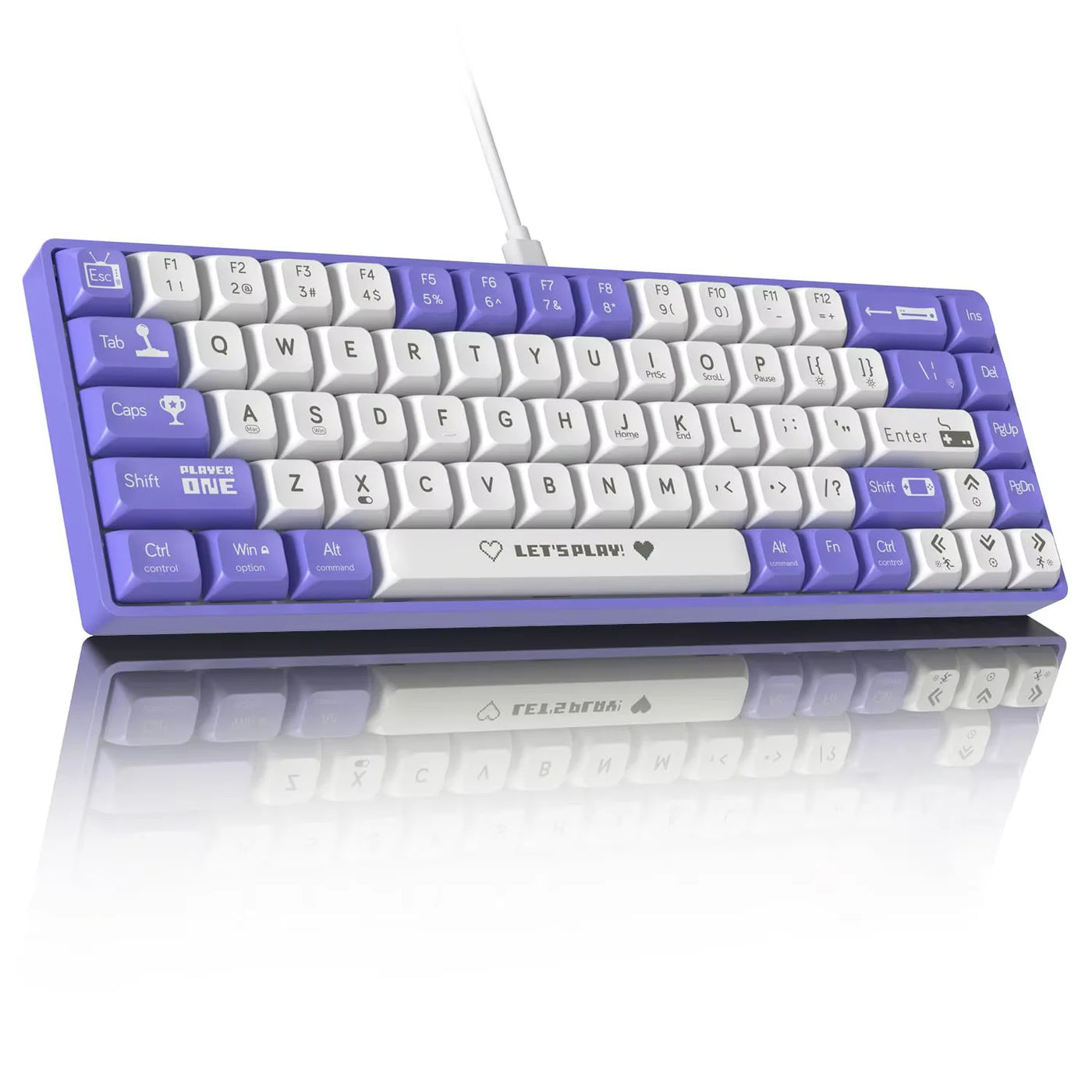 AK680 Teclado mecánico con cable, diseño compacto 60%, 68 teclas completas, retroiluminación RGB intercambiable en caliente, teclado para juegos para PC/portátil